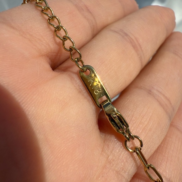 18K GOLD Anthropologe Necklace with Green Pendant - Picture 9 of 10